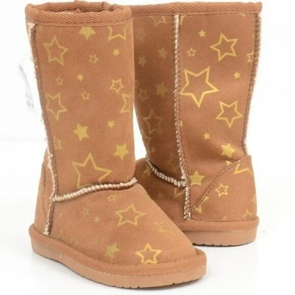 Airwalk Cognac Girls' Emma Star Cozy‎ Toddler Shearling Boot Size 6 Warm Winter